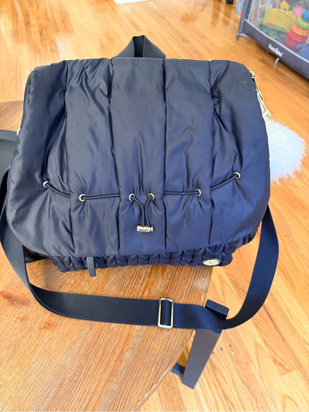 Quilted Black baby diaper bag